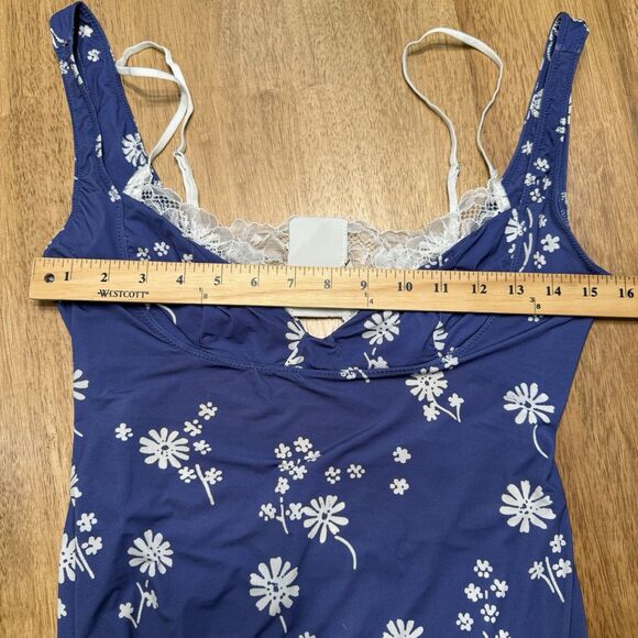 Free People Intimately Party Crasher Lace Midi Slip, Blue Floral Slip Dress $78 - Picture 13 of 16